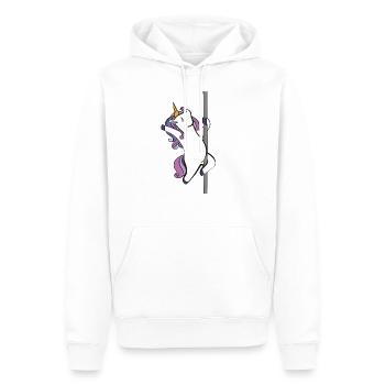 Licorne de pole dance - Sweat à capuche Premium bio Homme - blanc - Devant - Nico (187cm)