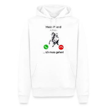 Mein Pferd ruft an ich muss gehen - Männer Premium Bio Hoodie - Weiß - Vorne - Nico (187cm)