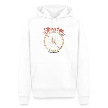Elberadweg - Prag - Dresden - Männer Premium Bio Hoodie - Weiß - Vorne - Nico (187cm)
