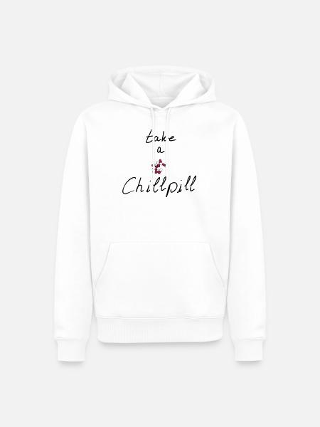 take a chillpill - Men’s Premium Organic Hoodie - white
