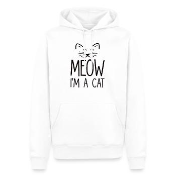 Chat chat visage chat dame chat cadeau - Sweat à capuche Premium bio Homme - blanc - Devant - Nico (187cm)