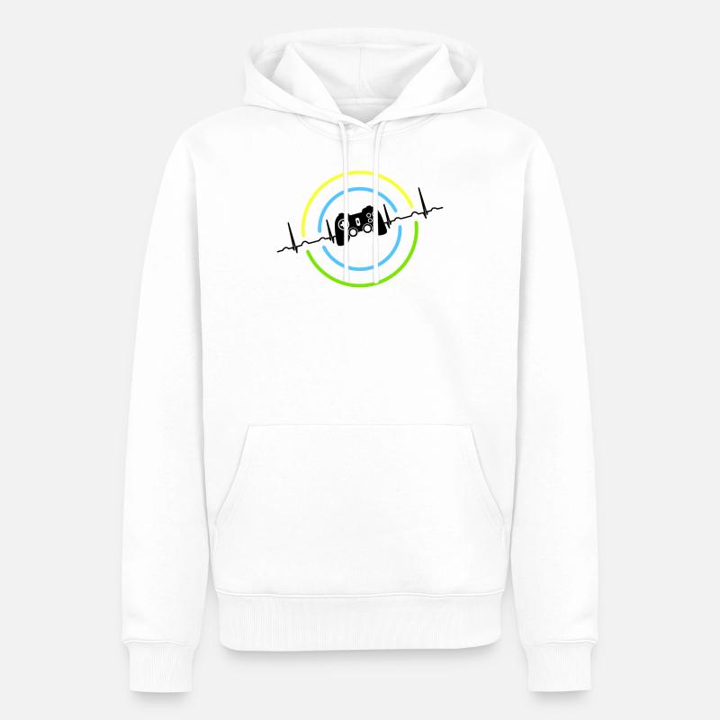 Herzschlag Neon Gaming Controller - Männer Premium Bio Hoodie - Weiß