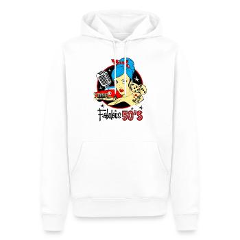 Rockabilly Pin Up Girl 50er Jahre Socken Hop Retro Vintage - Männer Premium Bio Hoodie - Weiß - Vorne - Nico (187cm)