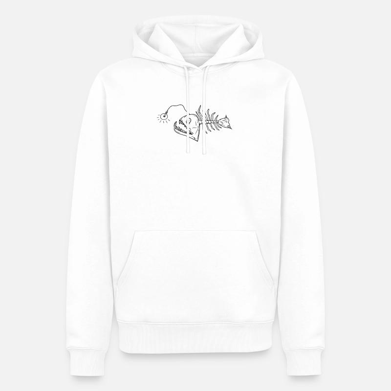 Żarówka rybna głębinowa - Ekologiczna męska bluza z kapturem Premium - biały