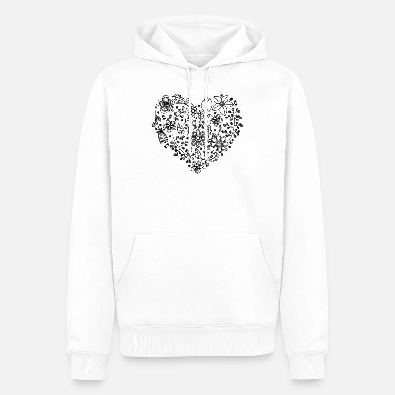 Blumenherz - Männer Premium Bio Hoodie - Weiß