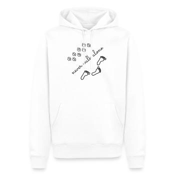 Never walk alone pied chien et homme pieds nus - Sweat à capuche Premium bio Homme - blanc - Devant - Nico (187cm)