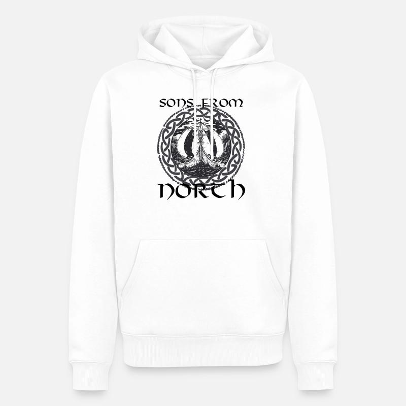 Wikinger Langschiff Reise Runen - Männer Premium Bio Hoodie - Weiß