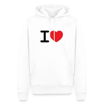J'aime - Sweat à capuche Premium bio Homme - blanc - Devant - Nico (187cm)