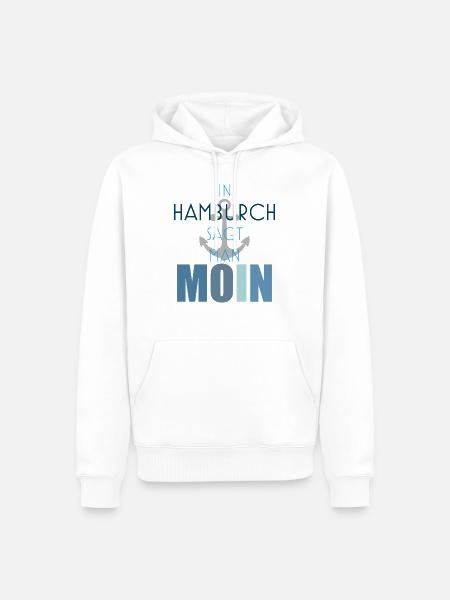 IN HAMBURCH SAGT MAN MOIN - Männer Premium Bio Hoodie - Weiß