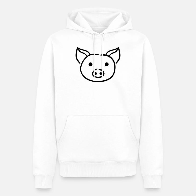 Cochon - dessin au trait - Sweat à capuche Premium bio Homme - blanc