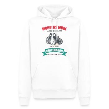 Landwirt Güllebaron Feld Bauer Trecker Traktor - Männer Premium Bio Hoodie - Weiß - Vorne - Nico (187cm)