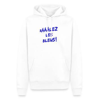 RÂLEZ LES BLEUS ! (sports, football, rugby) - Sweat à capuche Premium bio Homme - blanc - Devant - Nico (187cm)