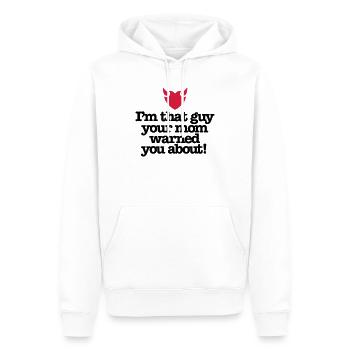 I'm that guy your mom warned you about - Men’s Premium Organic Hoodie - white - Front - Nico (187cm)