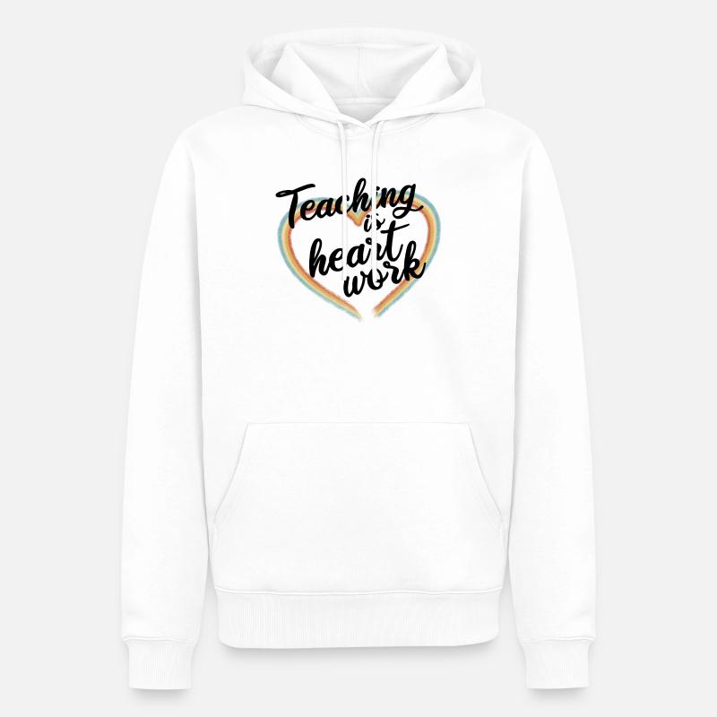 Enseigner est un travail de cœur - Sweat à capuche Premium bio Homme - blanc