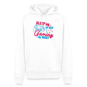Sleeping By Day Gaming By Night - Men’s Premium Organic Hoodie - white - Front - Nico (187cm)