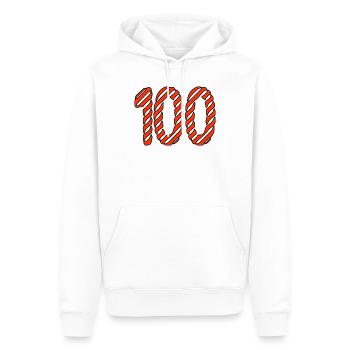 100. 100 ANS. 100e ANNIVERSAIRE. ANNIVERSAIRE 100 - Sweat à capuche Premium bio Homme - blanc - Devant - Nico (187cm)