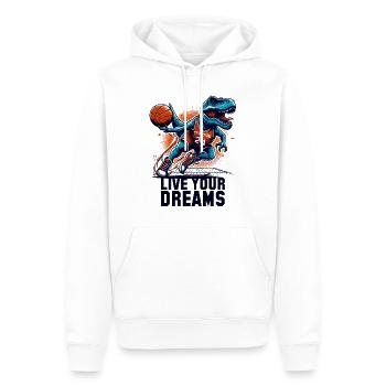 Basketball T-Rex Dinosaurier Träume Geschenk - Männer Premium Bio Hoodie - Weiß - Vorne - Nico (187cm)