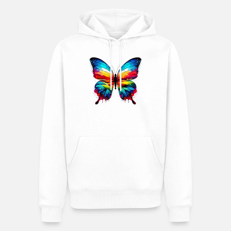 Papillon - Sweat à capuche Premium bio Homme - blanc