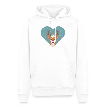Einhornhirsch im Winterherz - Männer Premium Bio Hoodie - Weiß - Vorne - Nico (187cm)