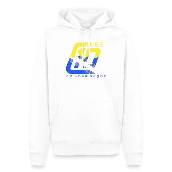Logo 10 Aube - Sweat à capuche Premium bio Homme - blanc - Devant - Nico (187cm)