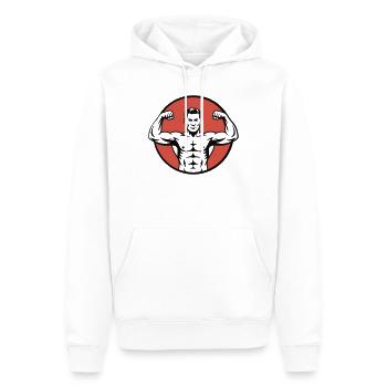 Vintage Strongman - Männer Premium Bio Hoodie - Weiß - Vorne - Nico (187cm)