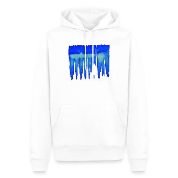 abstrait - fond bleu - Sweat à capuche Premium bio Homme - blanc - Devant - Nico (187cm)
