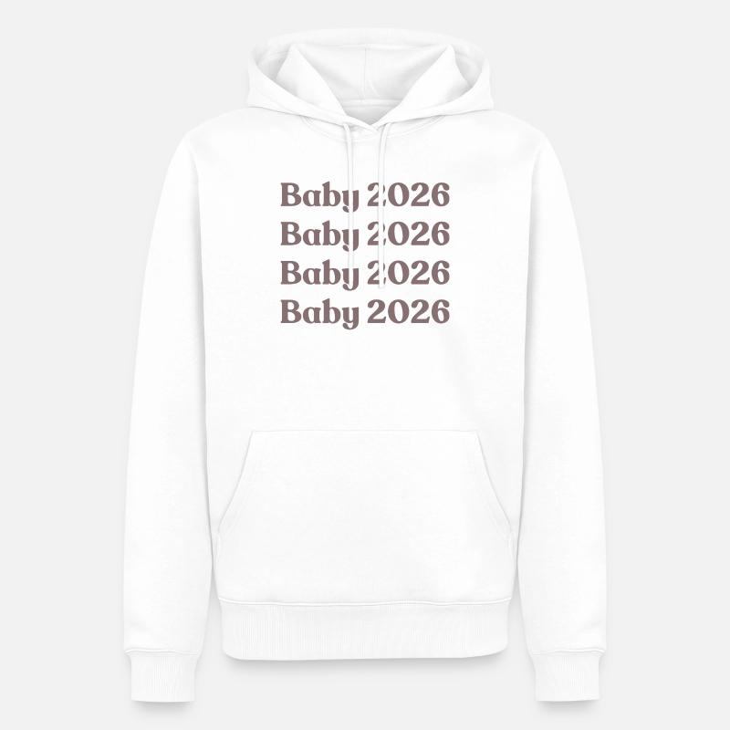 Bébé 2026 - Sweat à capuche Premium bio Homme - blanc