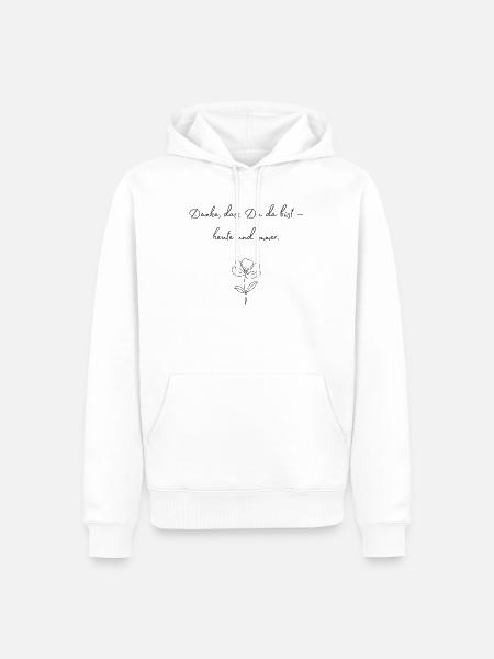 Danke, dass Du da bist — Blüte - Männer Premium Bio Hoodie - Weiß