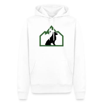 Logo extérieur des Montagnes Noble Dog - Sweat à capuche Premium bio Homme - blanc - Devant - Nico (187cm)