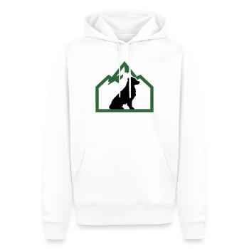 Dog Mountains Outdoor Crest - Men’s Premium Organic Hoodie - white - Front - Nico (187cm)
