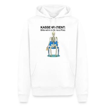 Kassenpatient Bitte Nehmen Sie Kurz Platz - Männer Premium Bio Hoodie - Weiß - Vorne - Nico (187cm)
