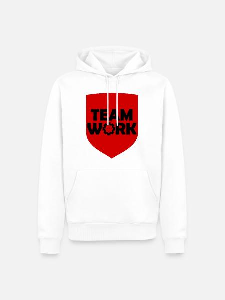 Teamarbeit - Männer Premium Bio Hoodie - Weiß