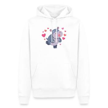 Herziger Hippo mit Herzen und Kussmund - Männer Premium Bio Hoodie - Weiß - Vorne - Nico (187cm)