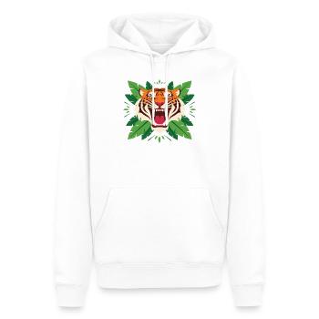 Tiger im Blattwerk Emblem - Männer Premium Bio Hoodie - Weiß - Vorne - Nico (187cm)