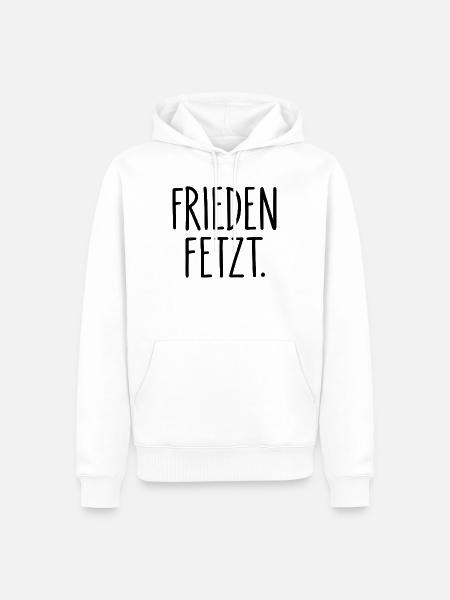Frieden fetzt – Minimalistischer Friedensspruch - Männer Premium Bio Hoodie - Weiß