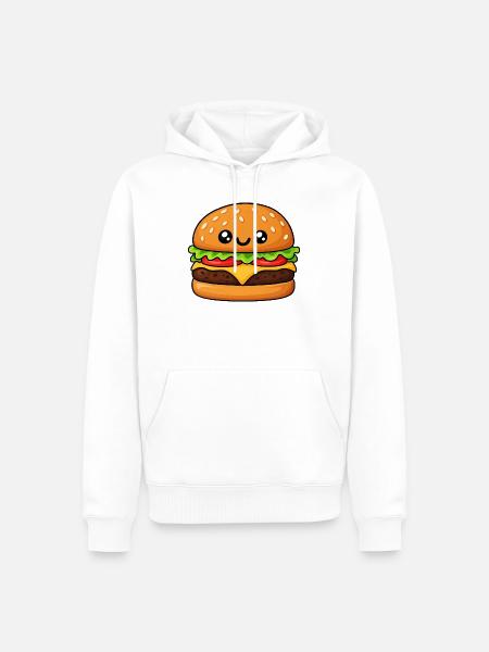 Kuscheliger Hamburger Cartoon - Männer Premium Bio Hoodie - Weiß