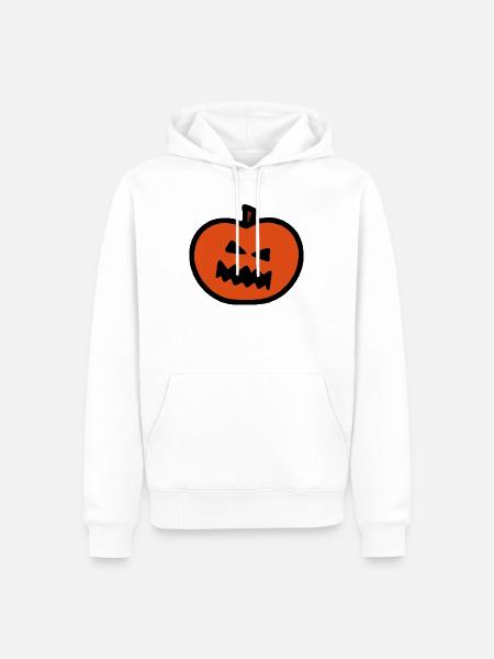 Grimmiger Kürbis-Look Halloween - Männer Premium Bio Hoodie - Weiß