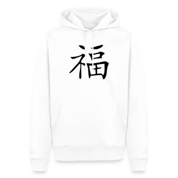 Glück-Kanji - Männer Premium Bio Hoodie - Weiß - Vorne - Nico (187cm)