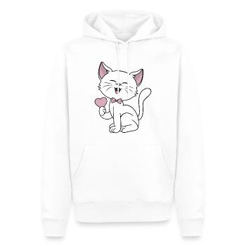 Katze Herz lustige Katzen Liebe Paare Valentinstag - Männer Premium Bio Hoodie - Weiß - Vorne - Nico (187cm)