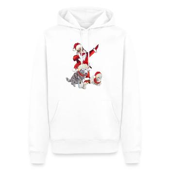 Weihnatsmann mit zwei Katzen und ein Hund - Männer Premium Bio Hoodie - Weiß - Vorne - Nico (187cm)