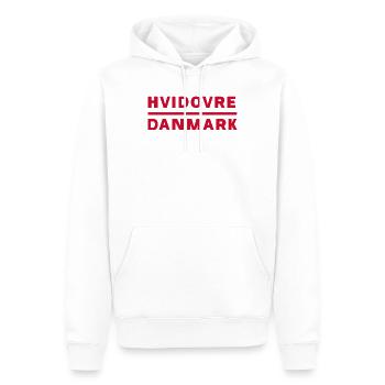 Hvidovre Denmark red typography - Men’s Premium Organic Hoodie - white - Front - Nico (187cm)