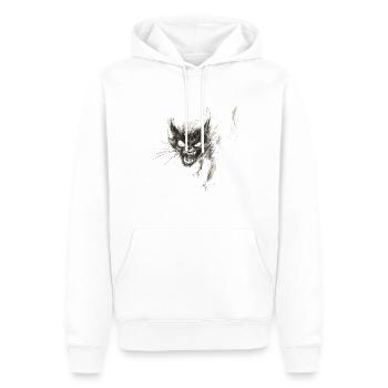 Crazy Cat - Wild Feral Cat Sketch Art Shirt - Men’s Premium Organic Hoodie - white - Front - Nico (187cm)