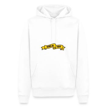 1984 - Men’s Premium Organic Hoodie - white - Front - Nico (187cm)