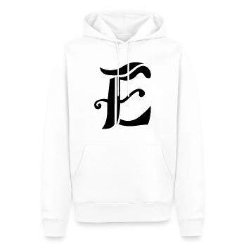 Buchstabe E - Männer Premium Bio Hoodie - Weiß - Vorne - Nico (187cm)