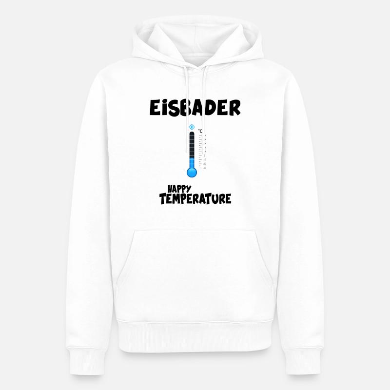 Eisbader Eisbadezeit "Happy Temperature" - Männer Premium Bio Hoodie - Weiß