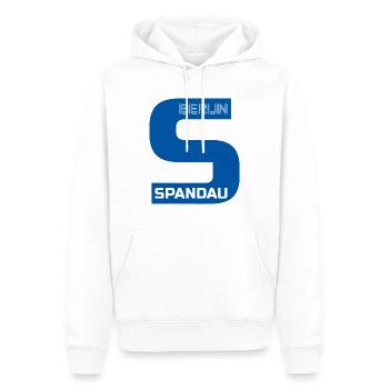 S wie Spandau blau - Männer Premium Bio Hoodie - Weiß - Vorne - Nico (187cm)