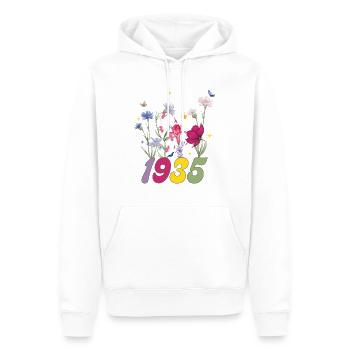 Année de naissance 1935 fleurs sauvages - Sweat à capuche Premium bio Homme - blanc - Devant - Nico (187cm)