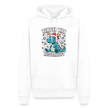 Dino Rentier war ausverkauft - Männer Premium Bio Hoodie - Weiß - Vorne - Nico (187cm)