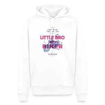 Petit frère et motard l’homme le mythe la légende - Sweat à capuche Premium bio Homme - blanc - Devant - Nico (187cm)