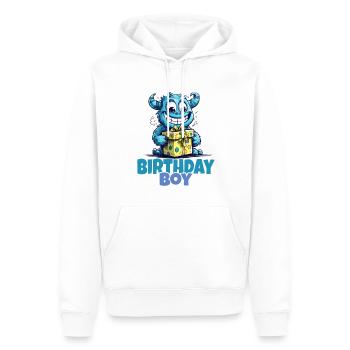 Garçon d’anniversaire, monstre mignon avec cadeau - Sweat à capuche Premium bio Homme - blanc - Devant - Nico (187cm)
